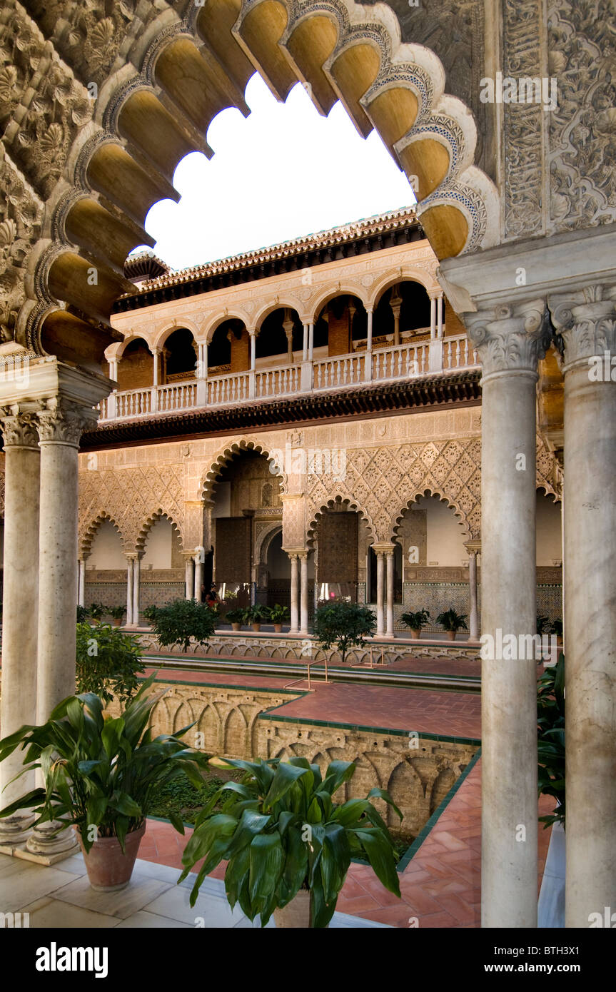 Maurische Festung Alcazar Sevilla Spanien Andalusien Königspalast. Stockfoto