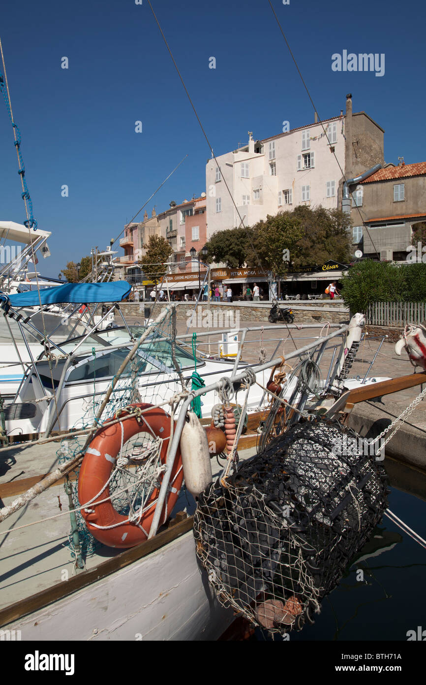 Der Hafen und der Hafen Front St Florent Corsica Stockfoto