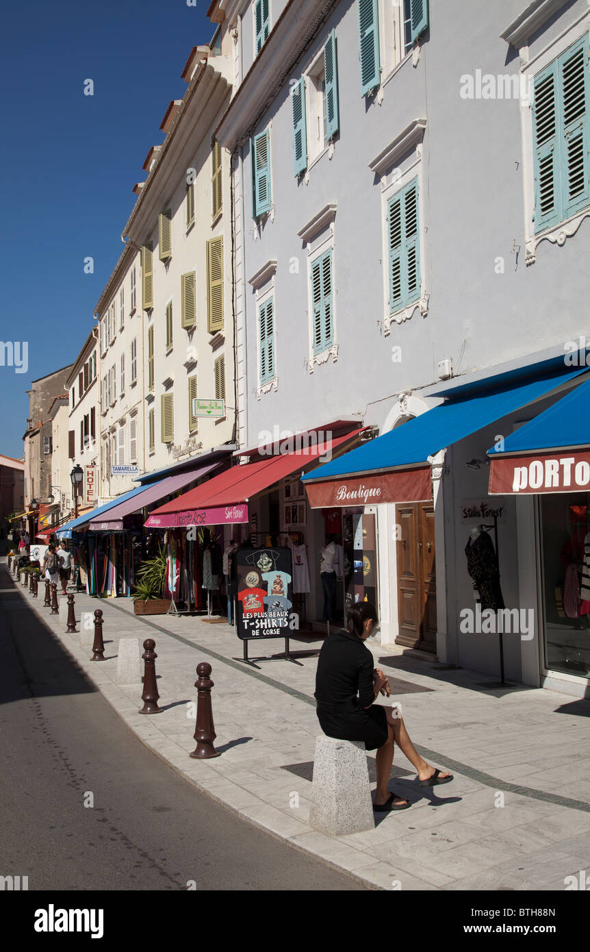 Rue Furnellu auf St Florent Korsika Stockfoto