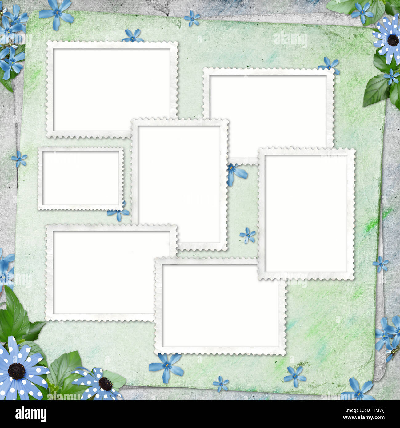 Sommer-Hintergrund mit Rahmen und Blumen Stockfoto