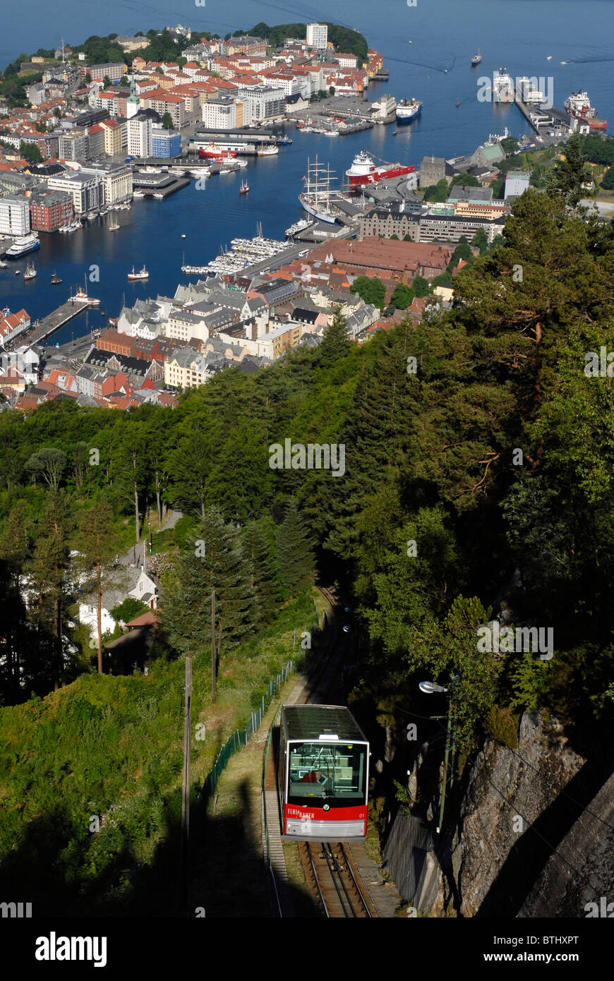 Blick vom Berg Floyen, Bergen, Norwegen. Stockfoto