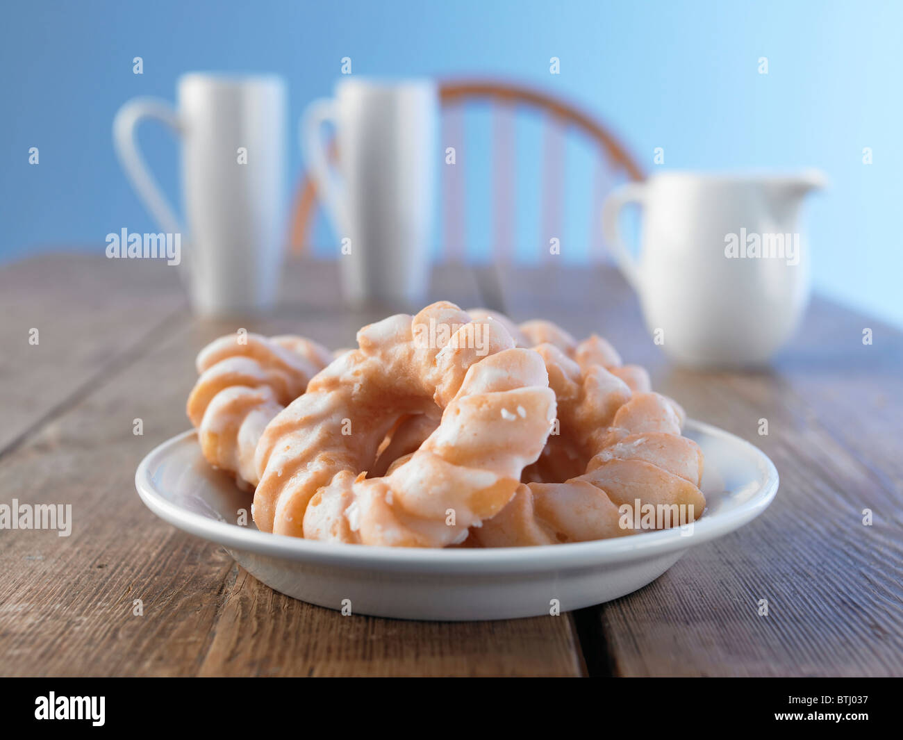 verglaste Cruller donuts Stockfoto