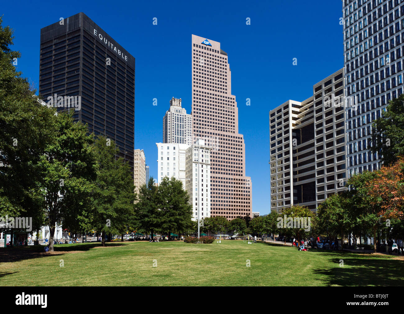 Woodruff Park in der Nähe von Five Points, Downtown Atlanta, Georgia, USA Stockfoto