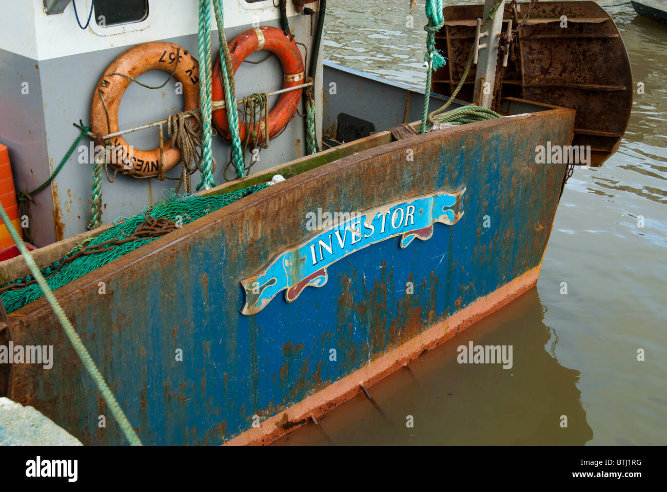 "Anleger" Angelboot/Fischerboot Stockfoto