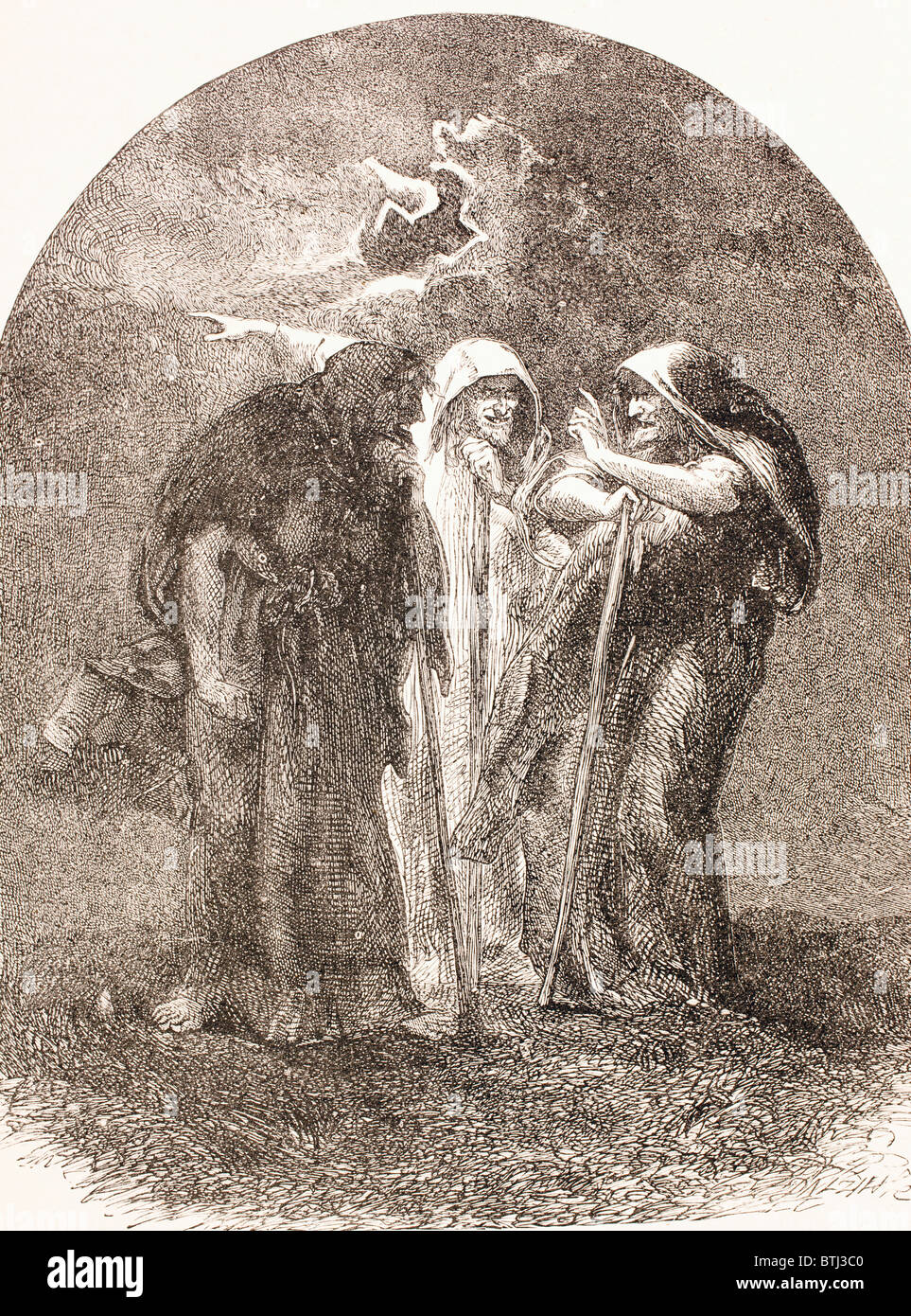 Abbildung der Hexen aus Macbeth. Stockfoto