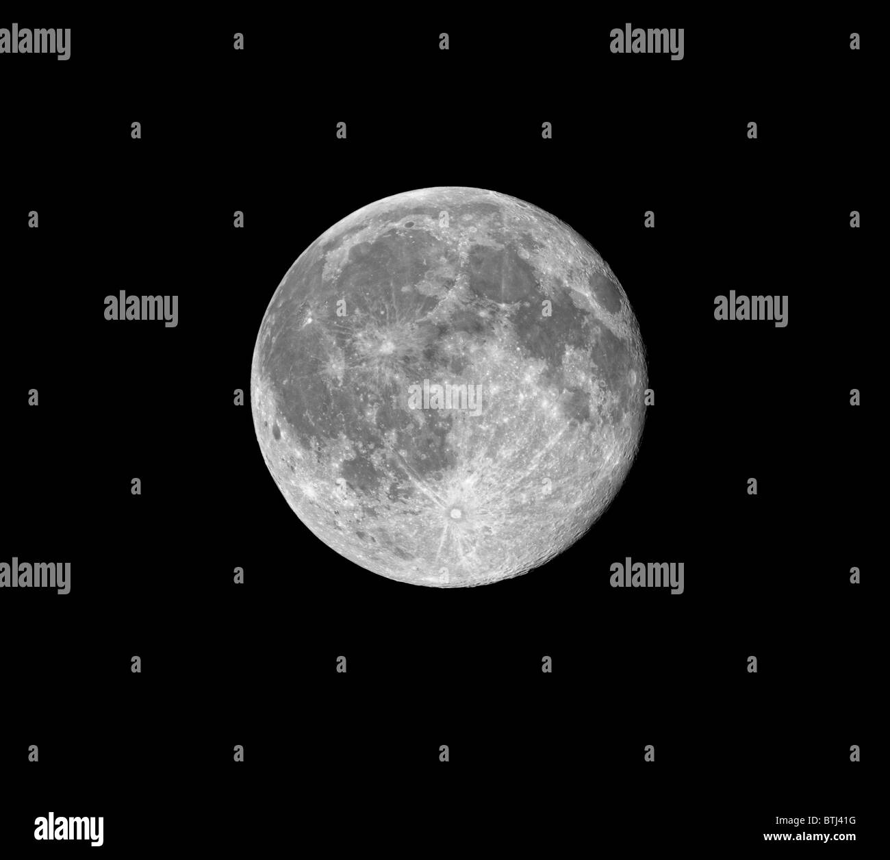 Nahaufnahme des abnehmenden Crescent Moon, 99 % der vollen, aufgenommen am 23. Oktober 2010 Stockfoto