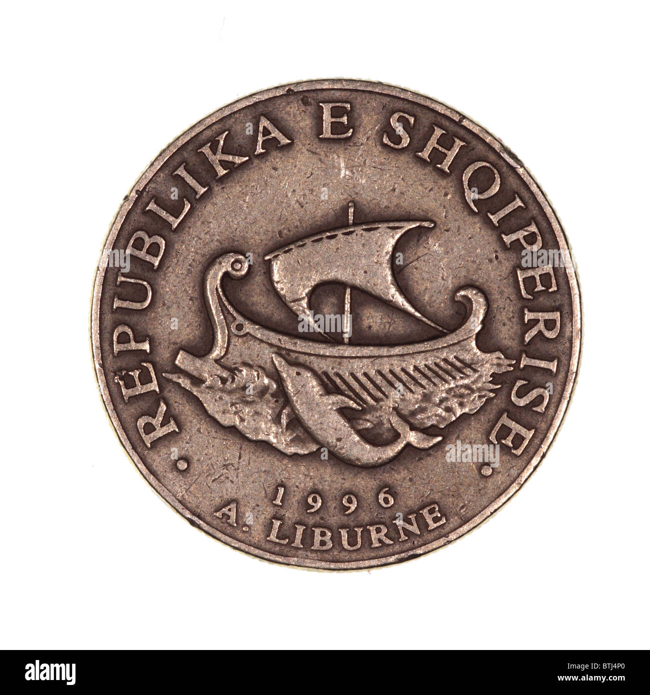 Albanische 20-Lekë-Münze Stockfoto