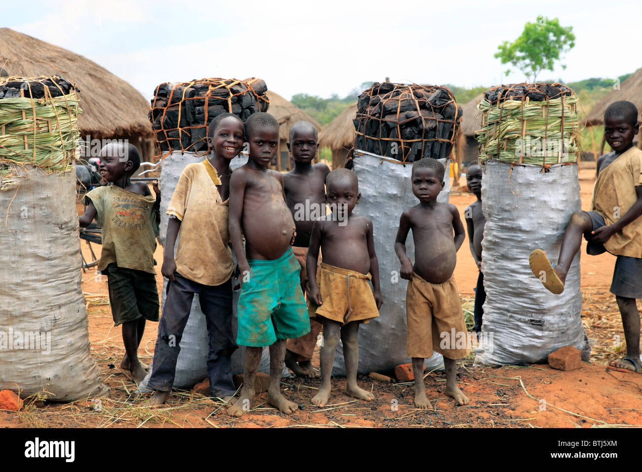 Dorf, Acholiland, Uganda, Ostafrika Stockfoto