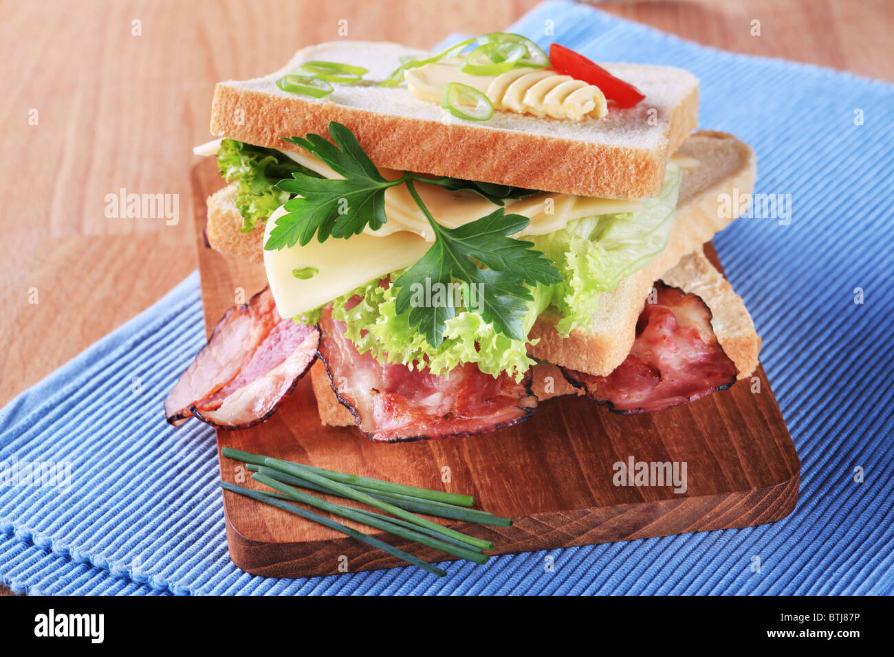 Speck und Käse-sandwich Stockfoto