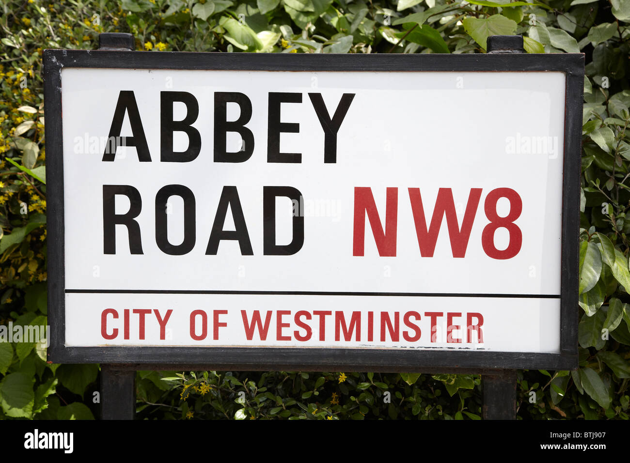 Abbey Road Sign, London, England, Vereinigtes Königreich Stockfoto
