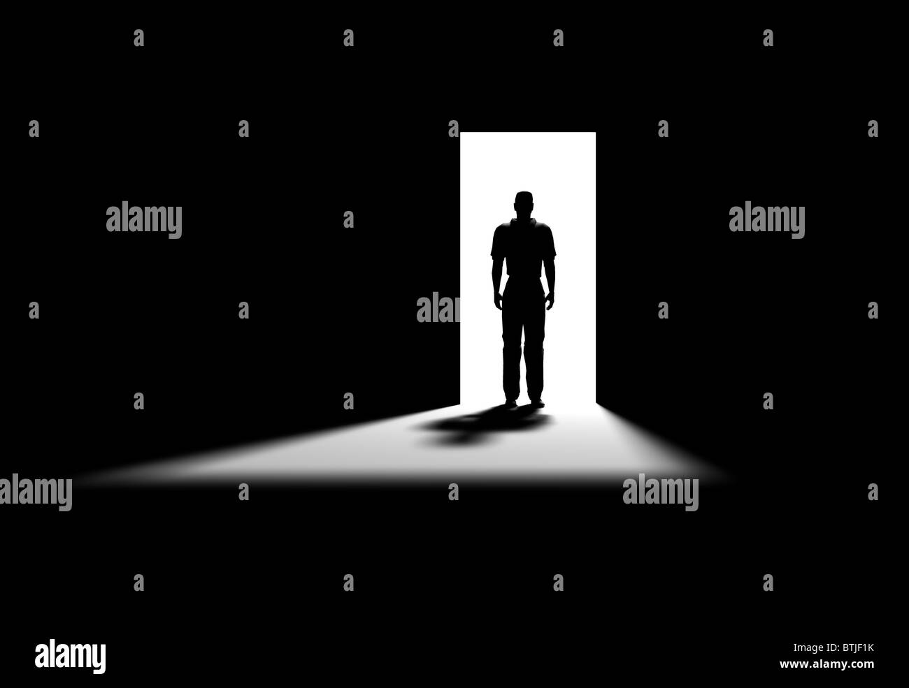 Silhouette der Mann an der Tür Stockfoto