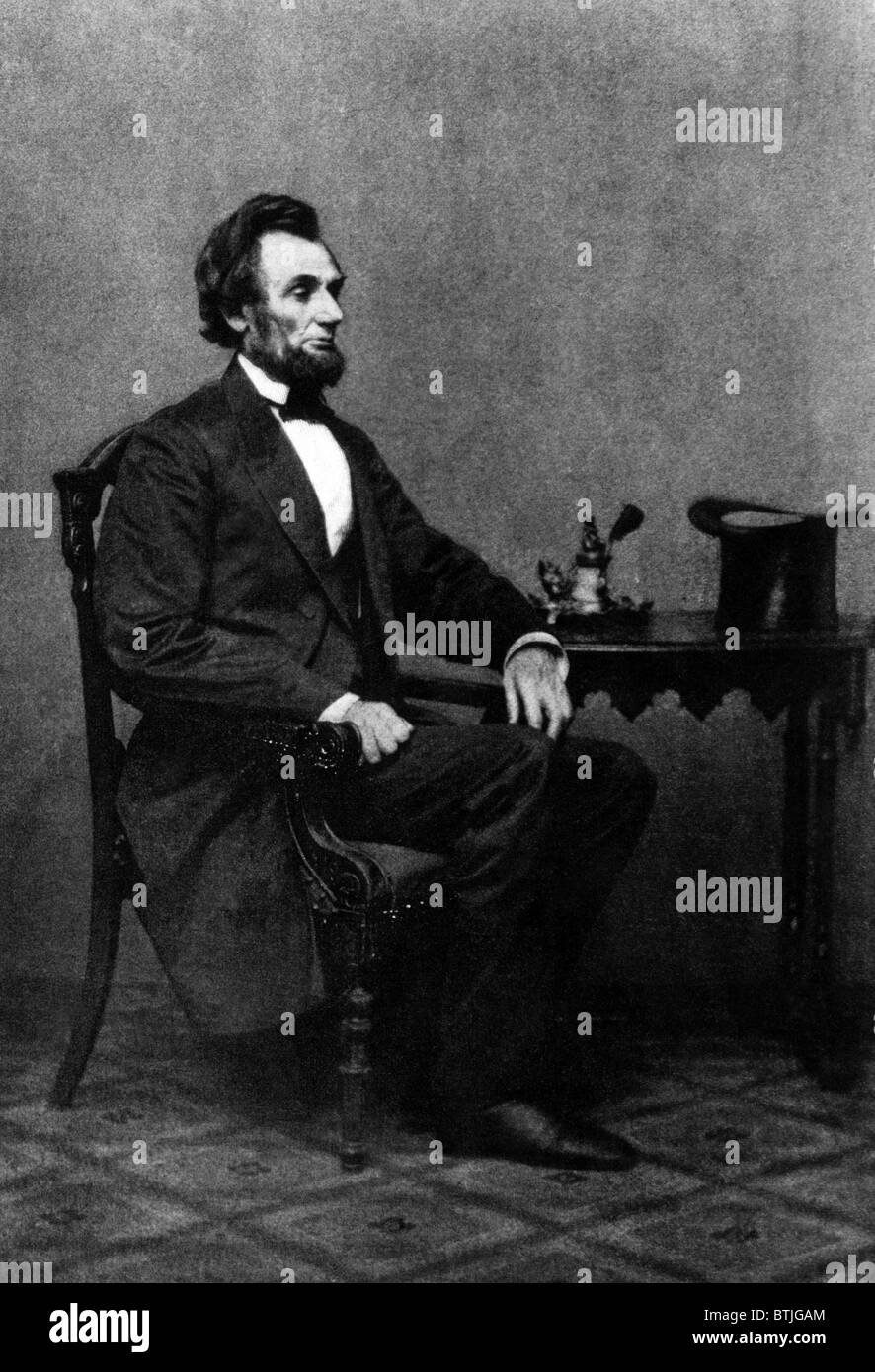 Abraham Lincoln (1809-1865), US-Präsident 1861-1865, auf einem Foto von Mathew Brady, C 1860. Stockfoto