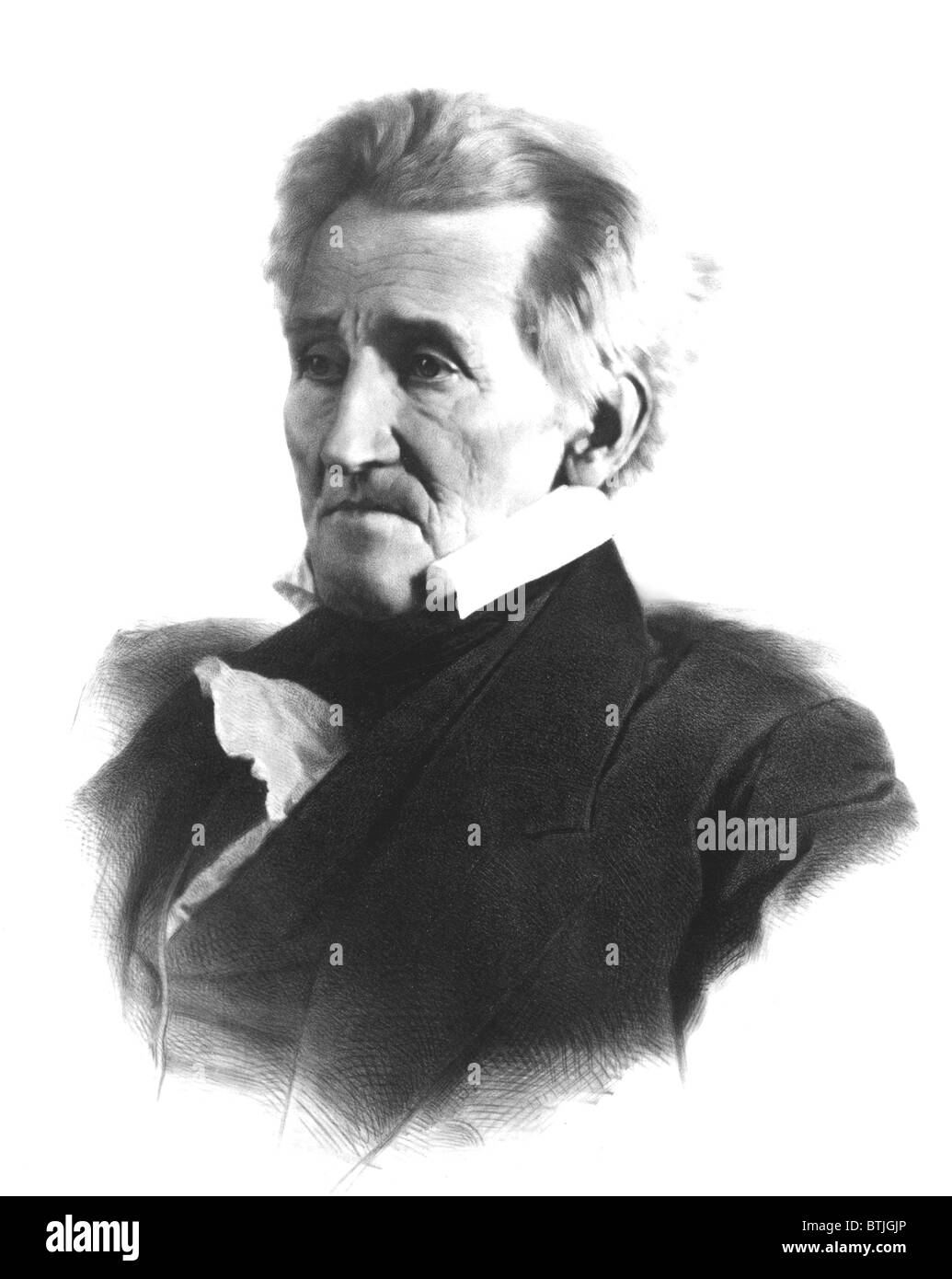 Andrew Jackson (1767-1845) 7. US-Präsident, 1856 Lafosse Lithographie nach Mathew Brady Daguerreotypie. Stockfoto