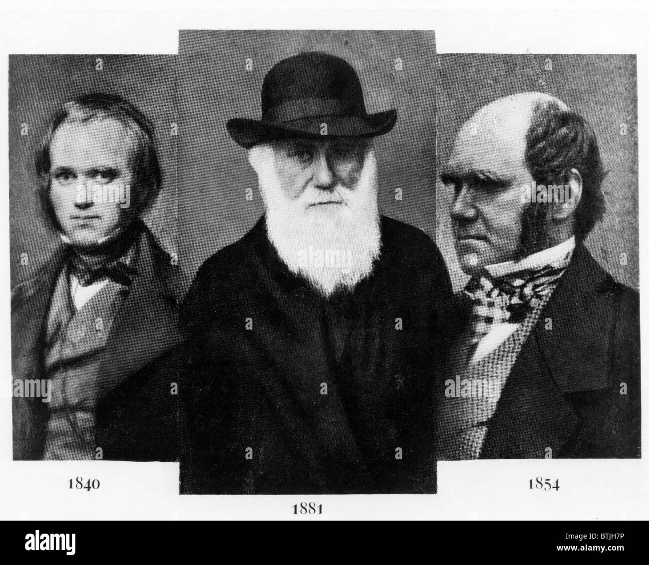 Charles Darwin (1809-1882), Alter im Alter von 31 Jahren im Jahre 1840 (L), 72 1881 (M), 45 Jahre 1854 (R) Stockfoto