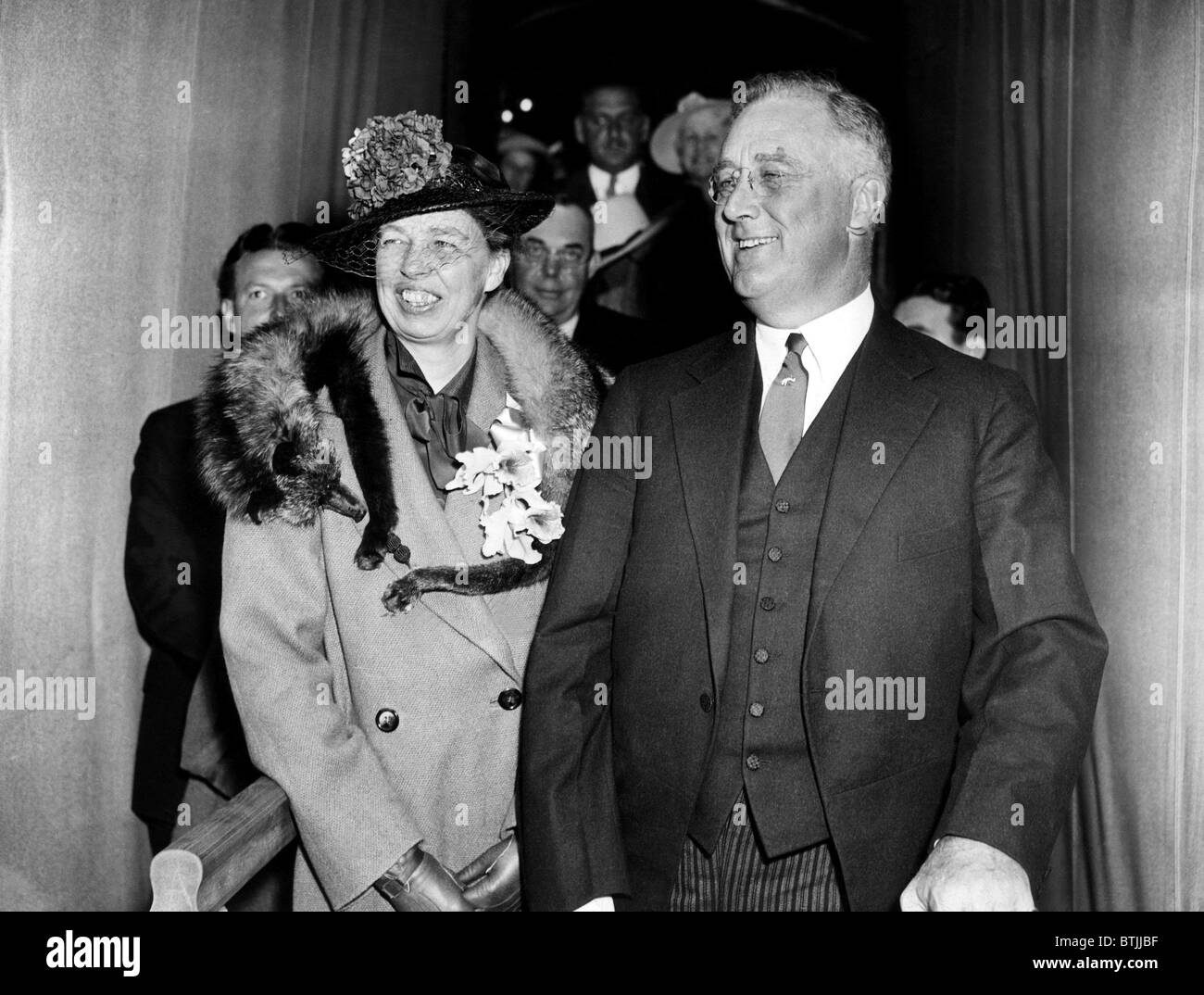 Eleanor Roosevelt und Präsident Franlin D. Roosevelt Gottesdienst Ostern an St. Thomas Episcopal Church, Washington DC. 4/12 / Stockfoto