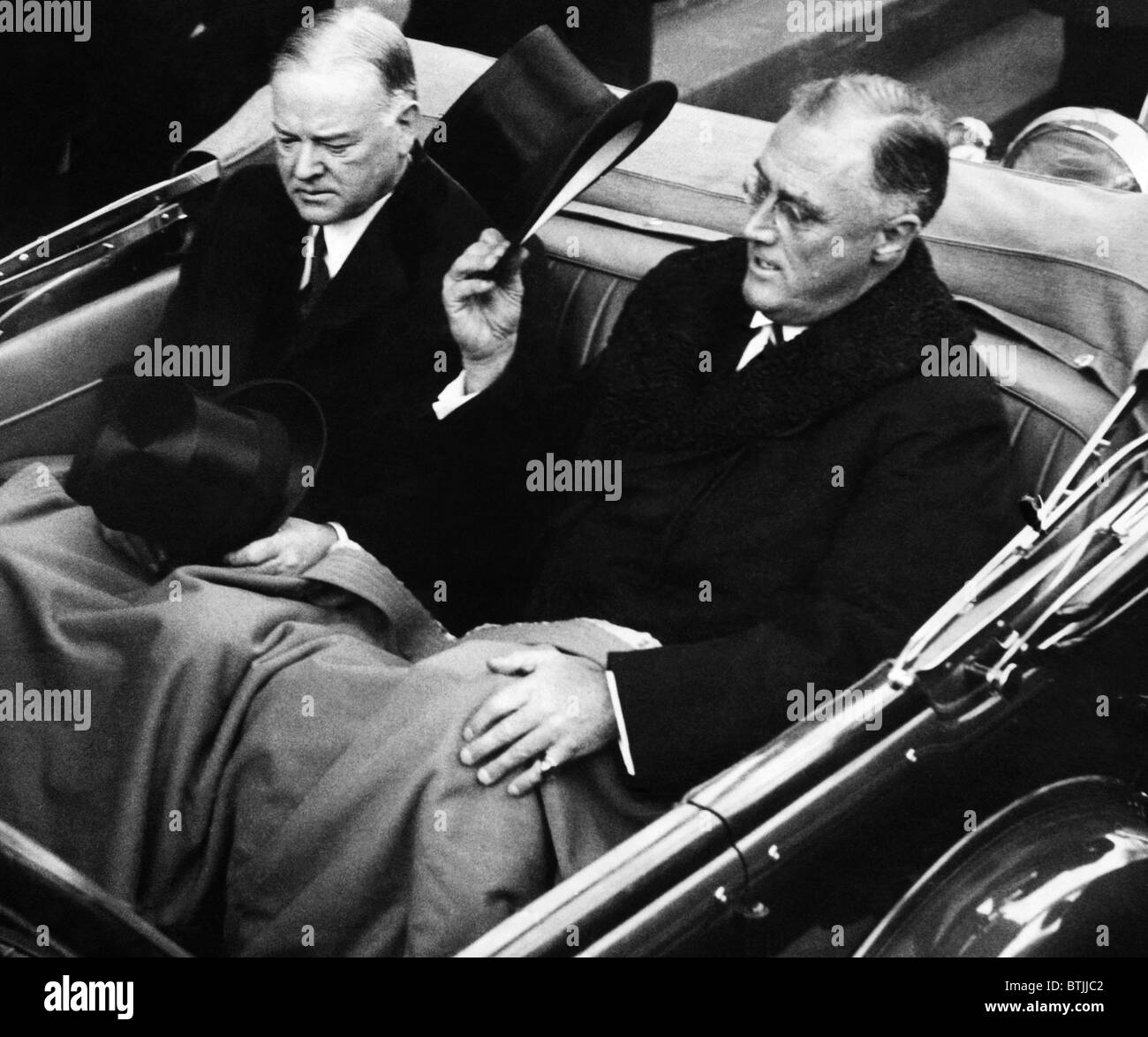 Präsident Herbert Hoover und Präsident Roosevelt, ca. März 1933 zu wählen. CSU-Archiv/Courtesy Everett Collection Stockfoto