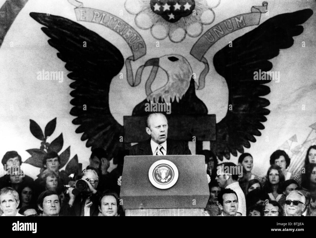 Präsident Gerald Ford spricht Bicentennial Event in Charlotte, NC, 23.05.75 Stockfoto