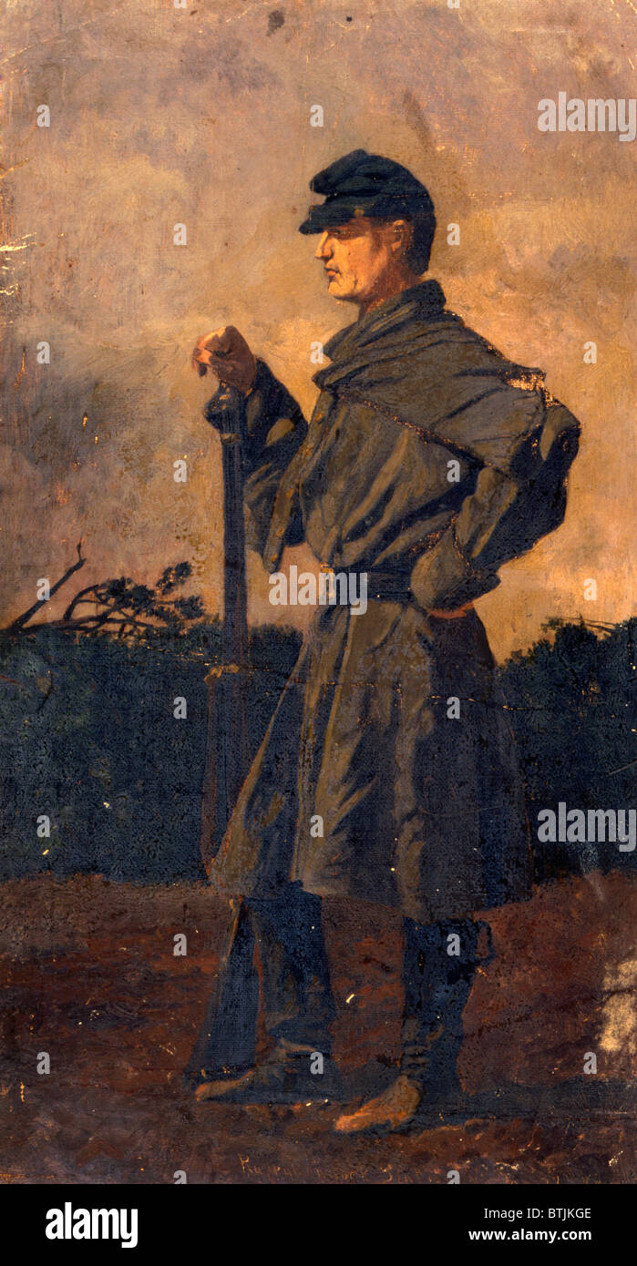 Der Bürgerkrieg, camp Sentry, Rappahannock Station, Virginia, von Edwin Forbes, 18. Januar 1864. Stockfoto