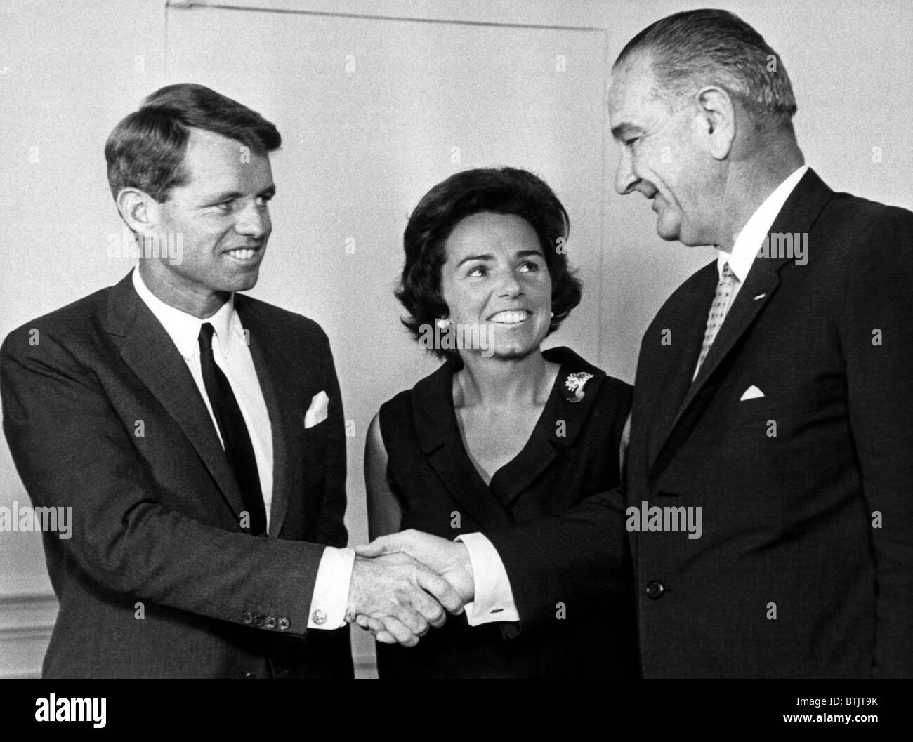 Kennedy seinem Rücktritt als Attorney General, Ethel Kennedy, Präsident Lyndon B. Johnson, Washington D.C., 3. September 1964. Stockfoto