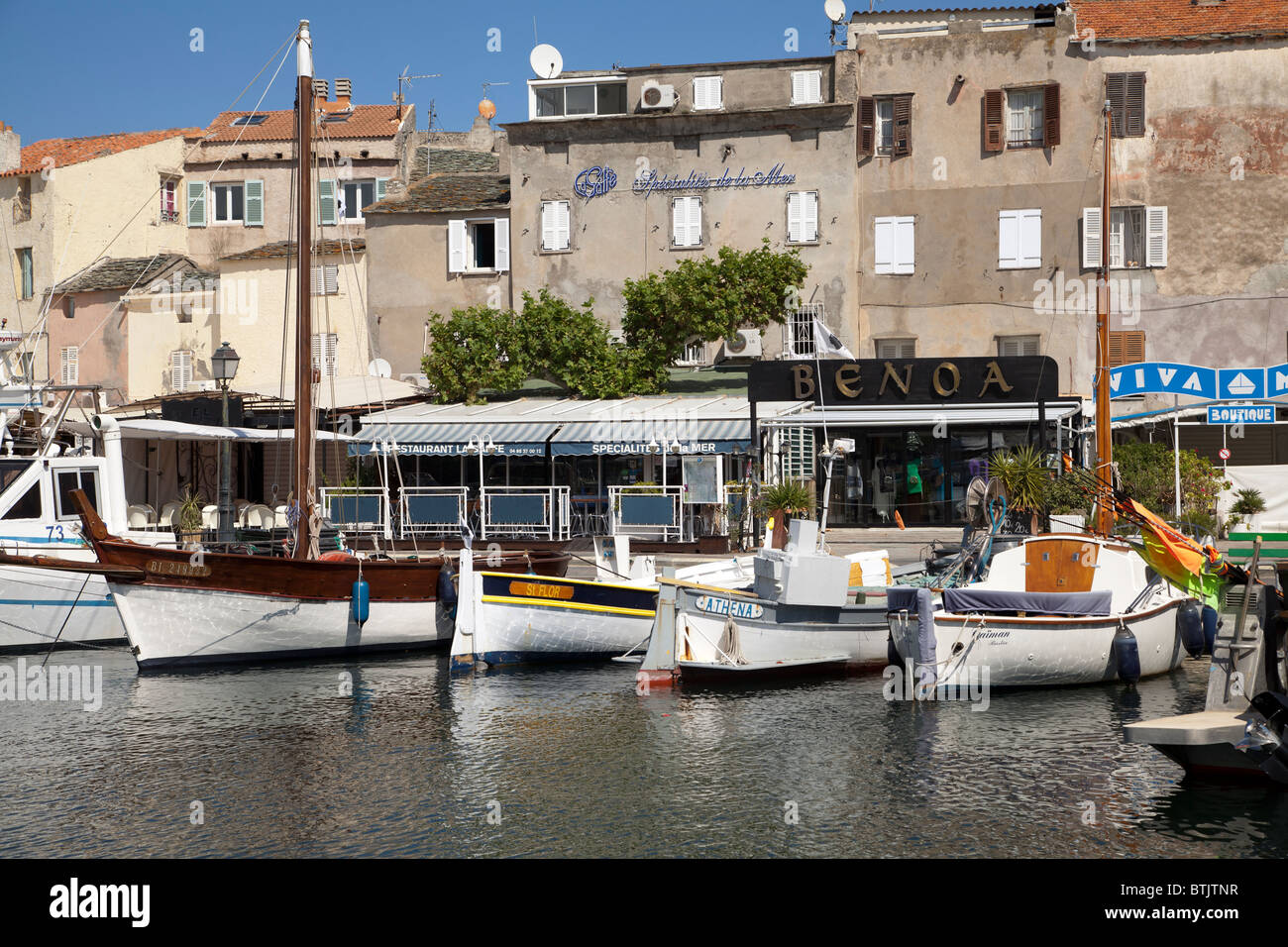 Angelboote/Fischerboote am St Florent Corsica Stockfoto