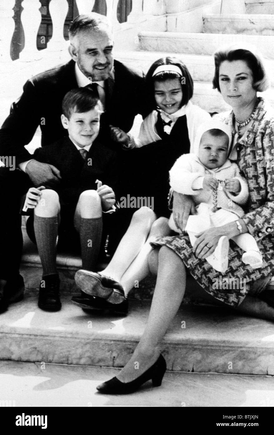 Fürst Rainier, Princess Grace mit ihren Kindern, 1966 Stockfoto