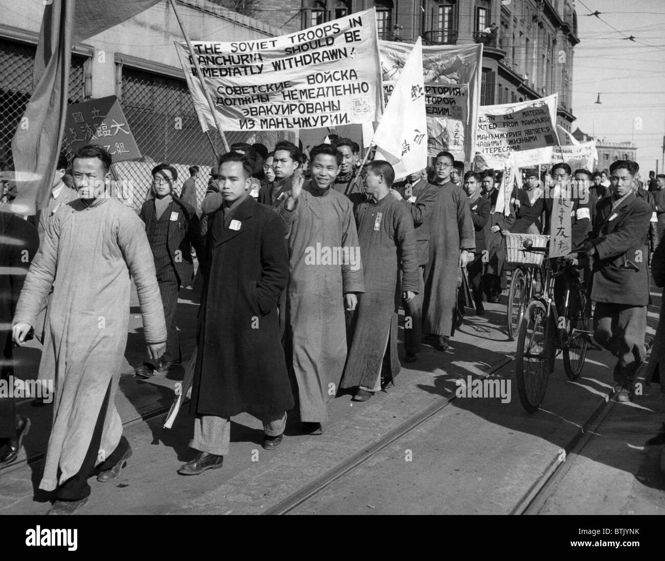 Chinesische Studenten-Protest gegen den langsamen Rückzug der sowjetischen Truppen aus der Mandschurei. 15.03.46 Höflichkeit: CSU Archive/Everett Col Stockfoto