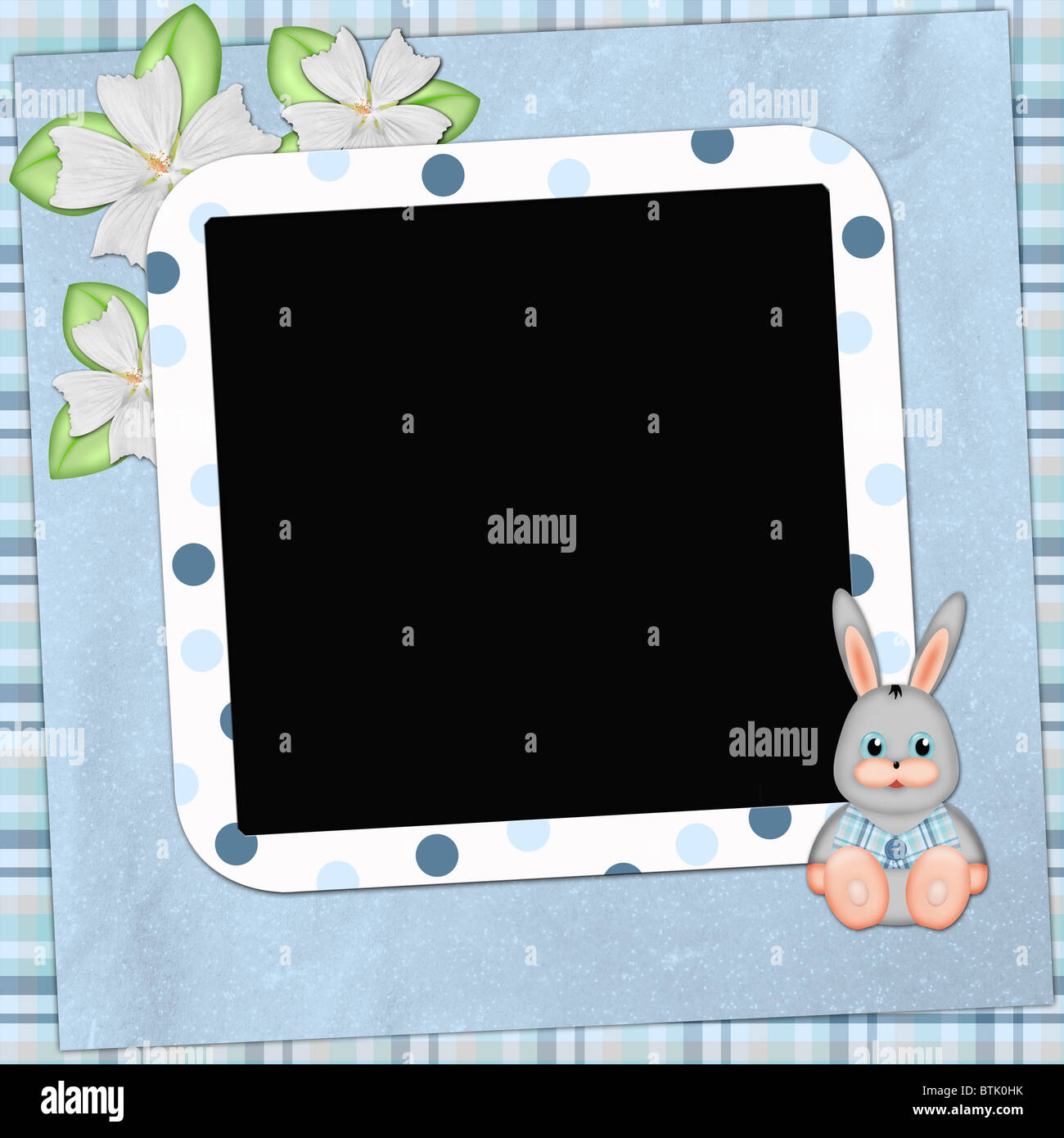 Rahmen für Fotos oder Gratulation mit bunny Stockfoto