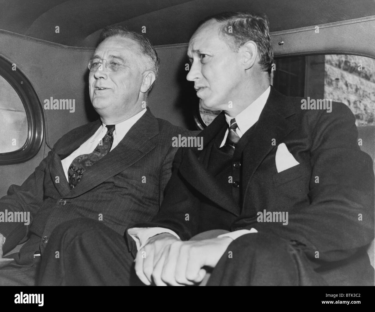 Präsident Franklin D. Roosevelt mit seiner engsten politischen Berater Harry Hopkins (1890-1946) im Jahre 1938. Er war so wichtig für Roosevelt, die er im Weißen Haus lebte. Stockfoto