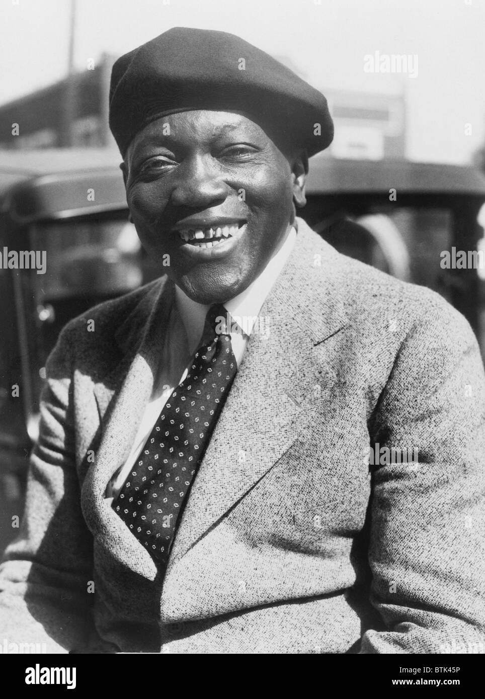 Jack Johnson (1878-1946), ehemaliger Schwergewichts-Meisterschaft der Welt im Jahre 1931. Stockfoto