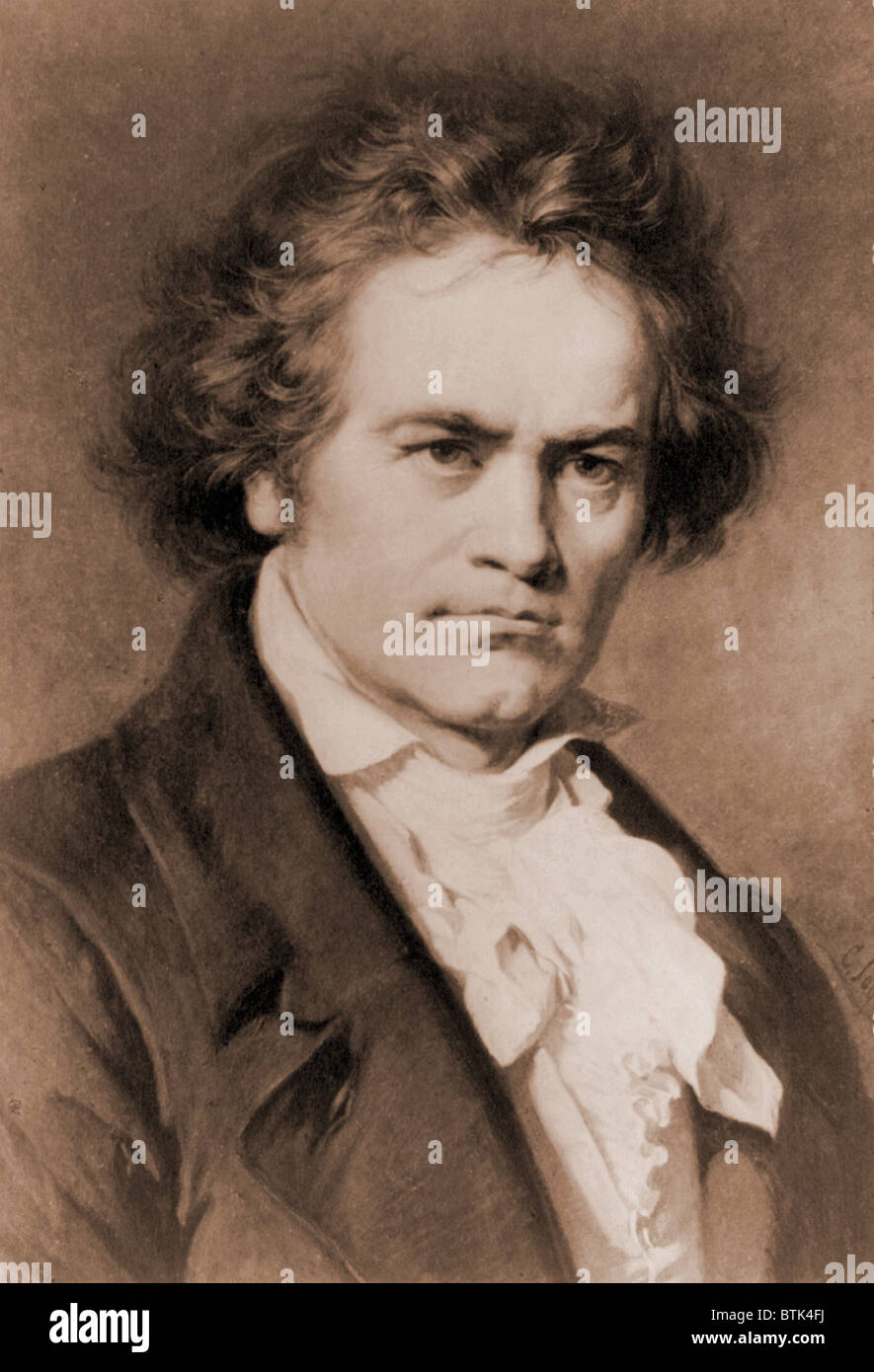 Ludwig van Beethoven (1770-1827) im Portrait von Carl Jaeger. Stockfoto