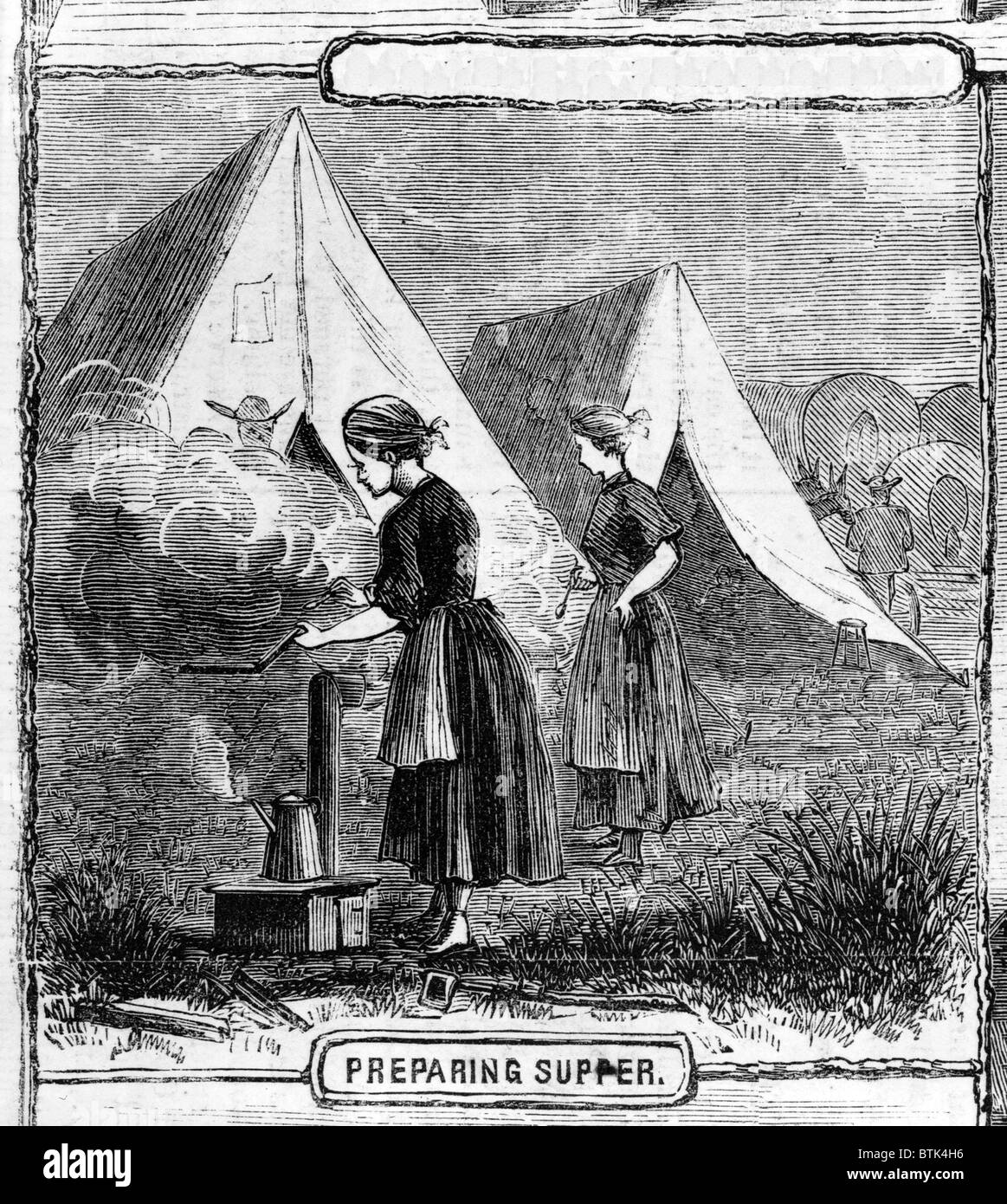 Leben in der Prärie: Abendessen vorbereiten. von Skizzen von Mr James F. Gookins Stockfoto