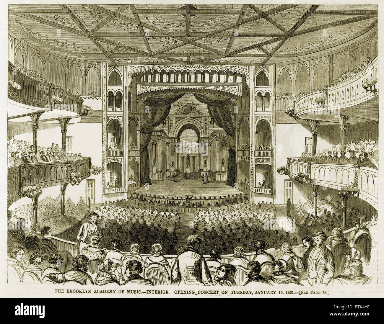 Der Brooklyn Academy of Music beim Eröffnungskonzert am 15. Januar 1861 Stockfoto