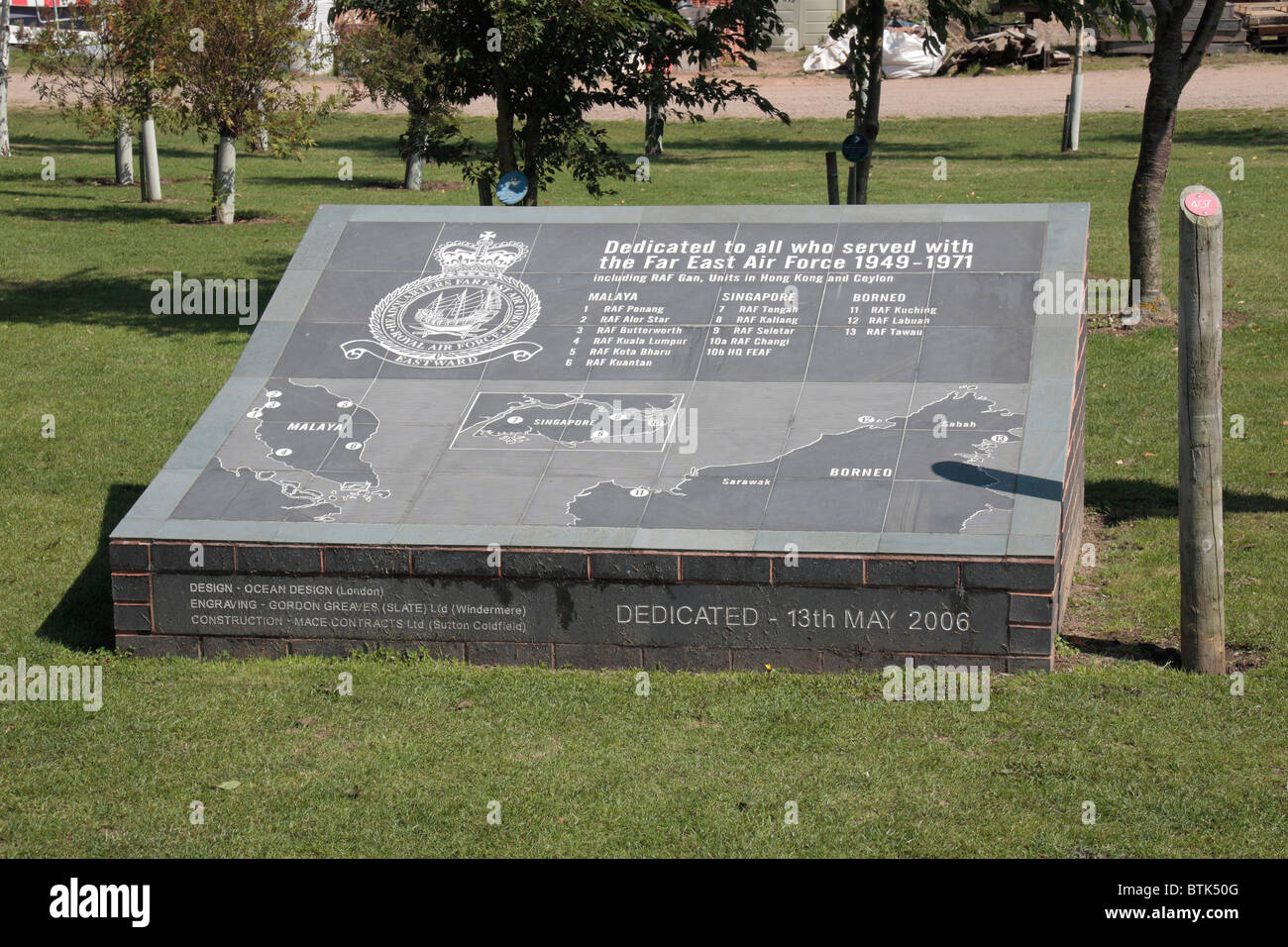 Die Far East Air Force Memorial am National Memorial Arboretum, Alrewas, UK. Stockfoto