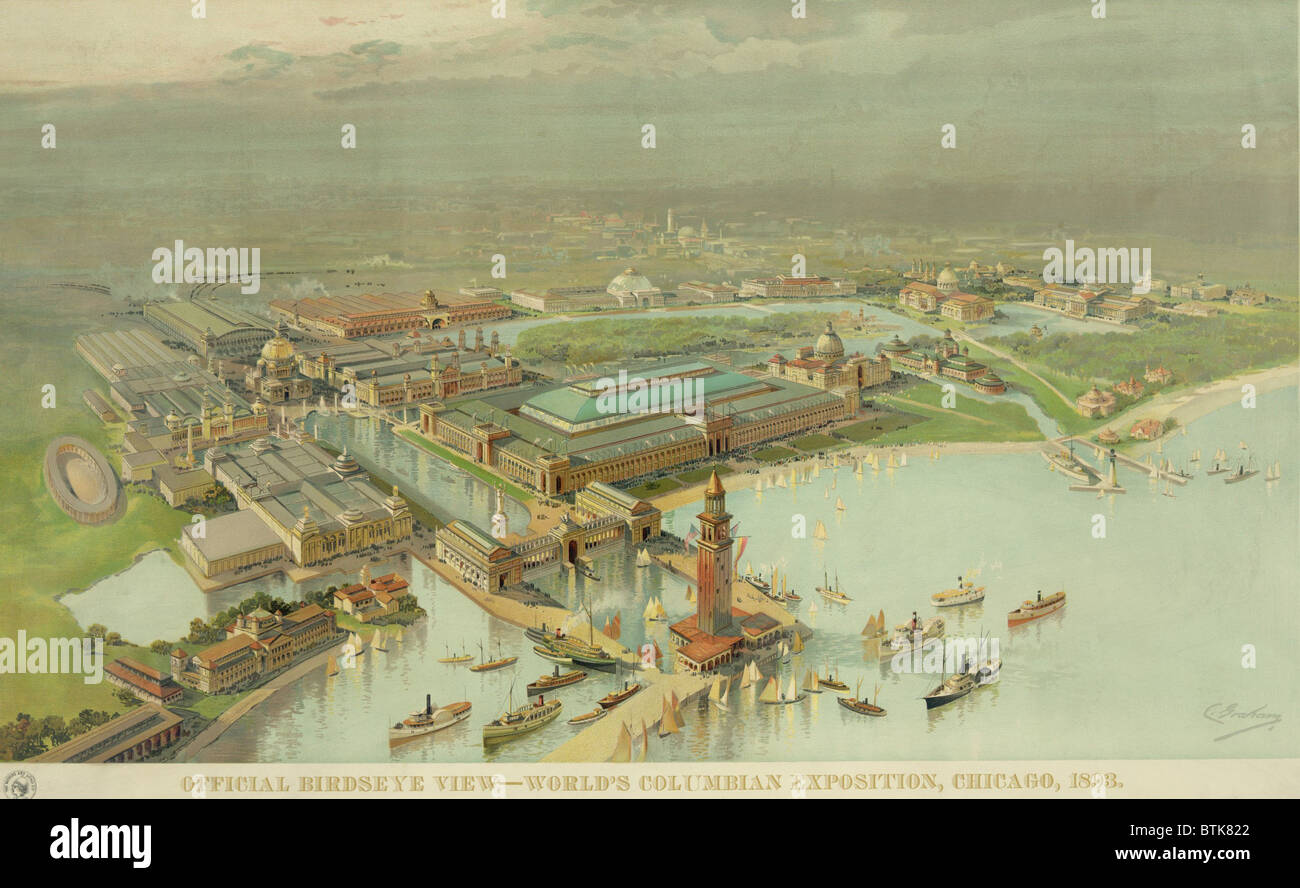 Birdseye-Ansicht. Die World Columbian Exposition, Chicago, 1893. Stockfoto