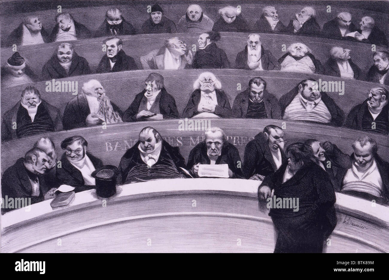Honoré Daumier (1808-1879), satirische Druck der Vorstandsmitglieder der französische Gesetzgeber in Sitzung, 1834. Im vergangenen Jahr 1833, inhaftiert die französische Regierung Daumier für sechs Monate in der Vergeltung für seine Karikaturen von König Louis-Philippe. Stockfoto