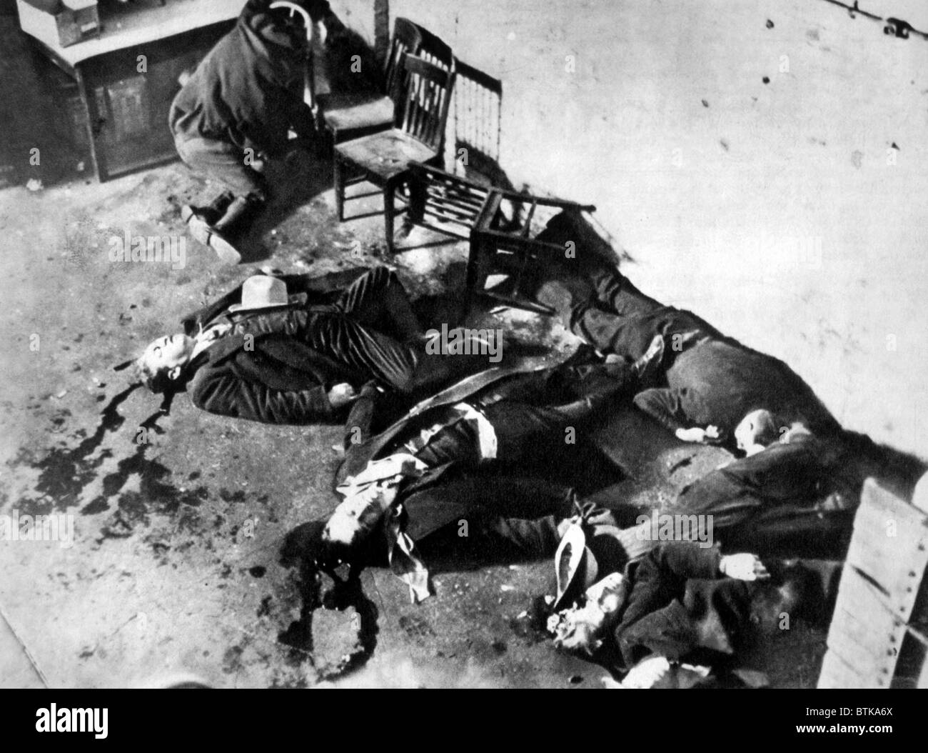 Gangster, dem Valentinstag-Massaker, Chicago, 14. Februar 1929. Stockfoto