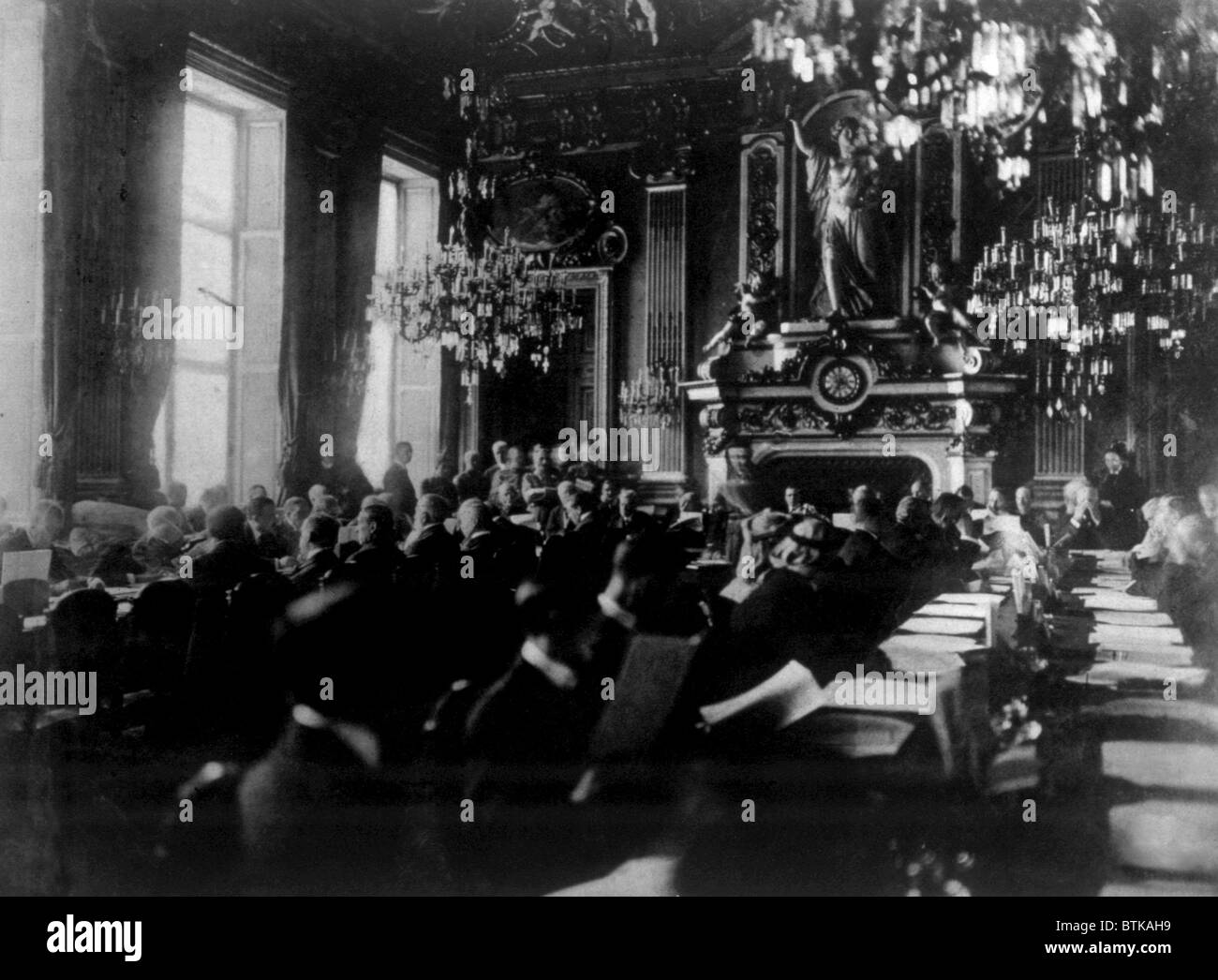 Paris Friedenskonferenz, post Weltkrieges Friedensverträge am Quai d ' Orsay, Paris verhandeln. Raymond Poincaré, Präsident des Stockfoto