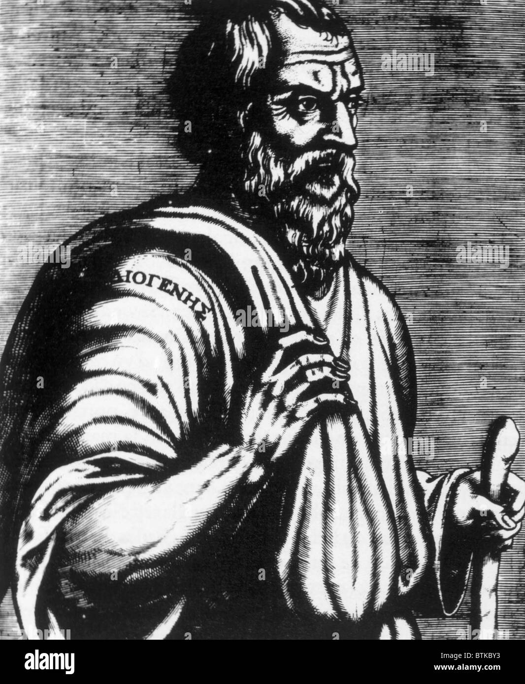 Diogenes (ca. 412-323 v. Chr.), Holzschnitt aus "Les Vrais Pourtraits et des Hommes Illustres von André Thevet 1584 MIAS Stockfoto