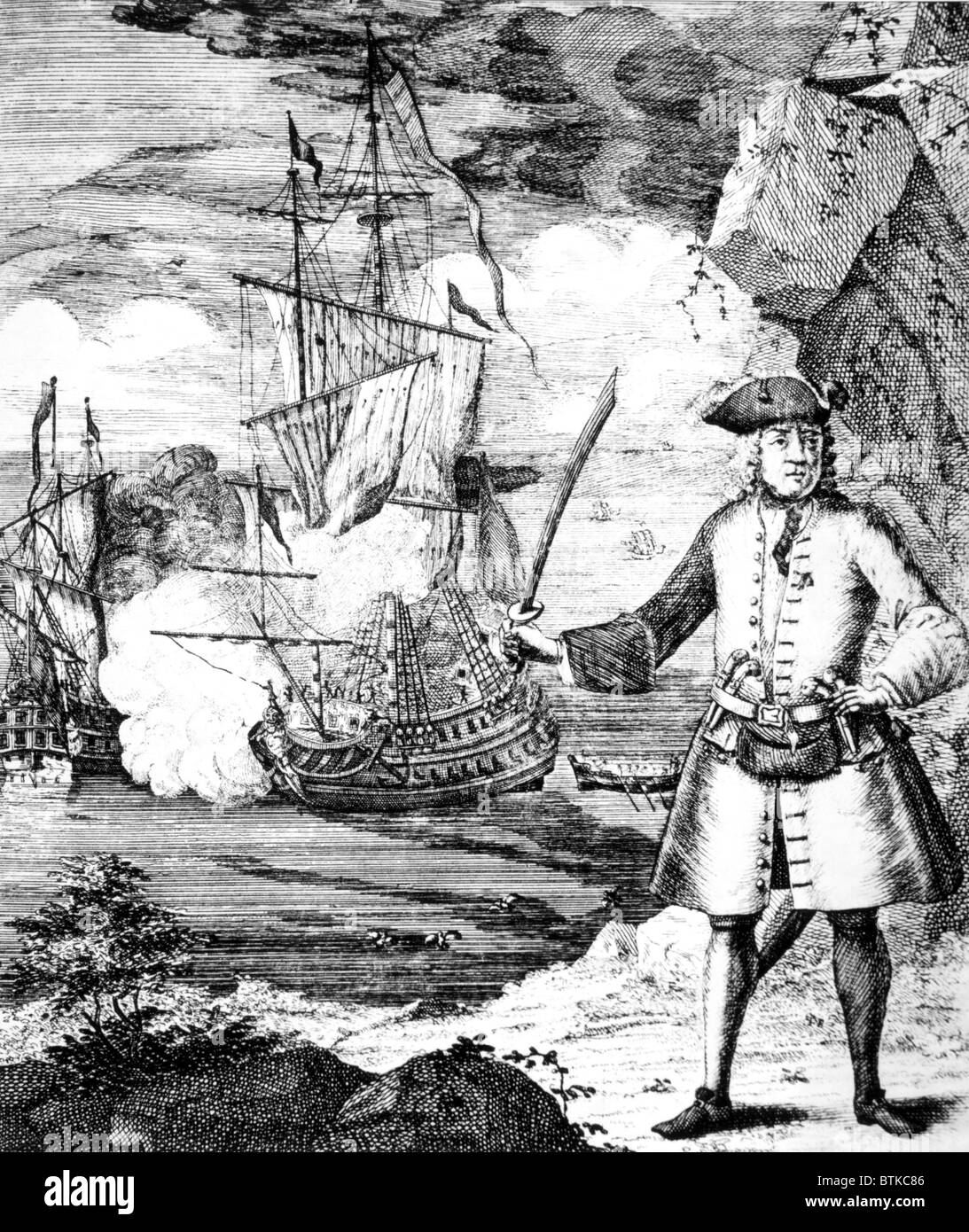 Henry jeden (c. c.-1653 1712), berühmt-berüchtigten englischen deren Piratenschiff, die "Phantasie" wird angezeigt, Erfassung eines Schiffes Schatz des großen Stockfoto