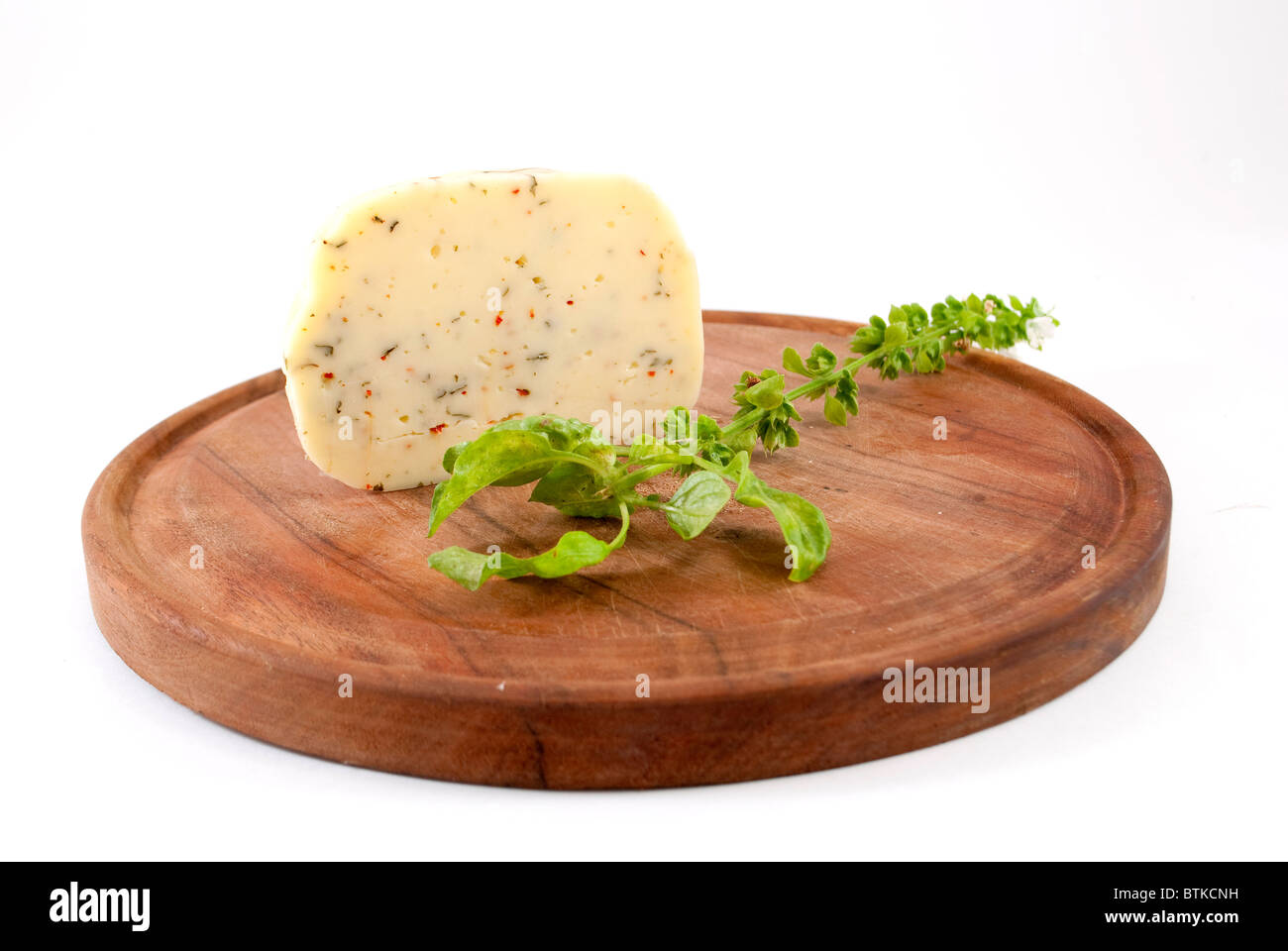 Käse mit Kräutern Stockfoto