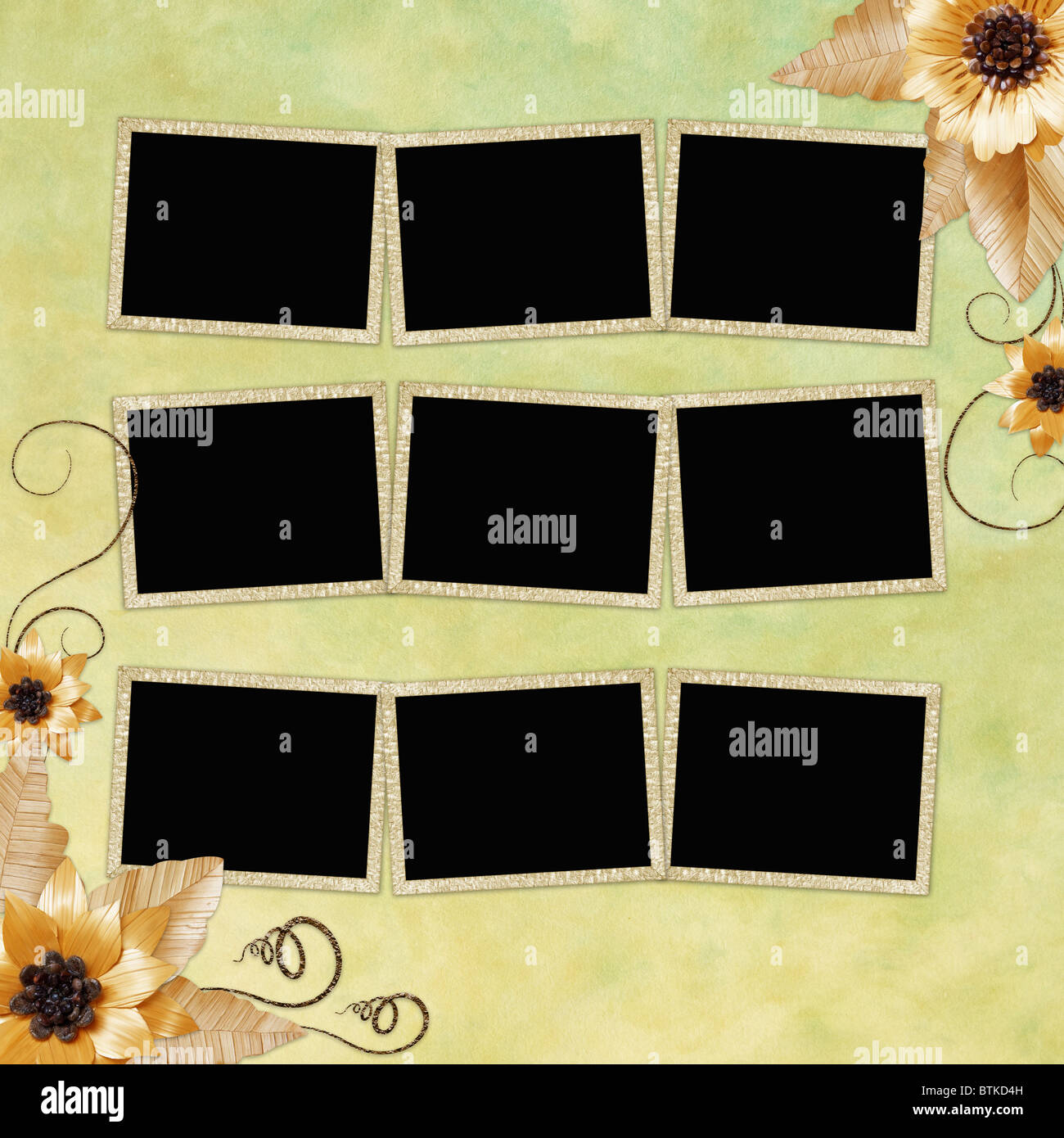 Hintergrund mit Rahmen und Blumen Stockfoto