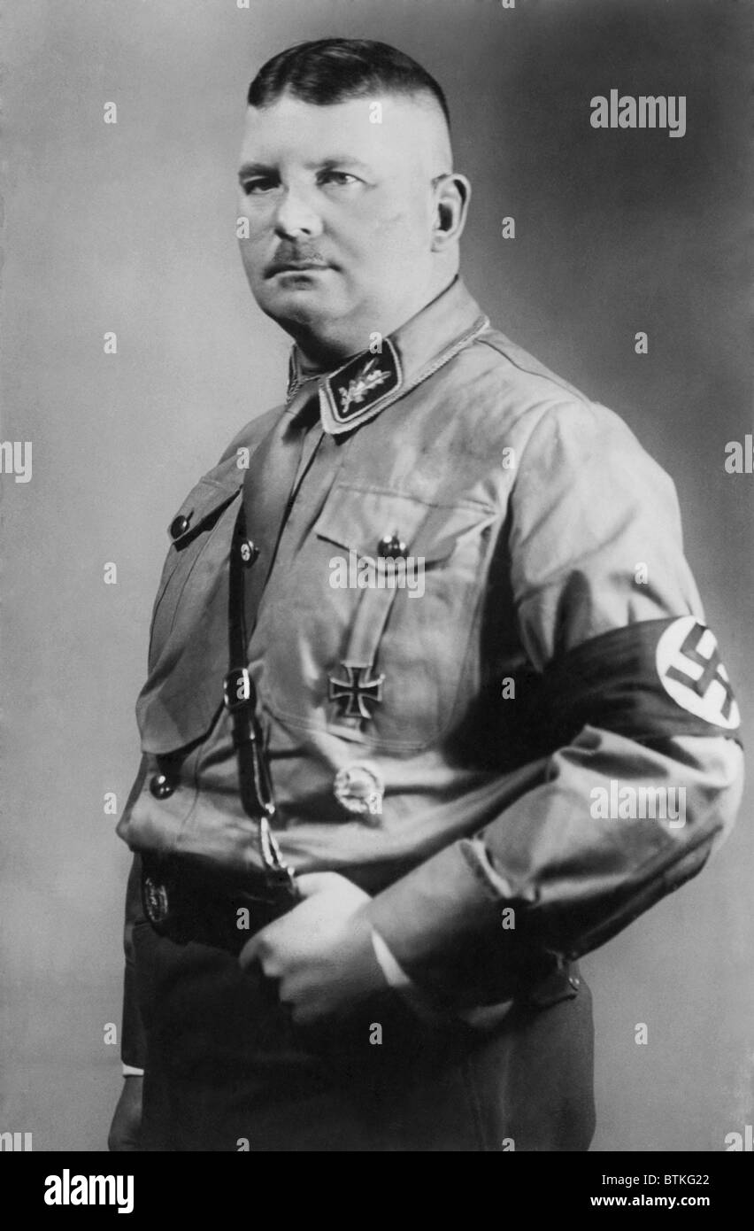 Ernst Roehm (1887-1934) war ein deutscher Offizier und Gründer von Nazi-Sturmtruppen, die NSDAP-Miliz. Im Jahr 1934 gehörte er zu 85 gespült und Juni 1934 in die NSDAP-Nacht der langen Messer ausgeführt. Stockfoto