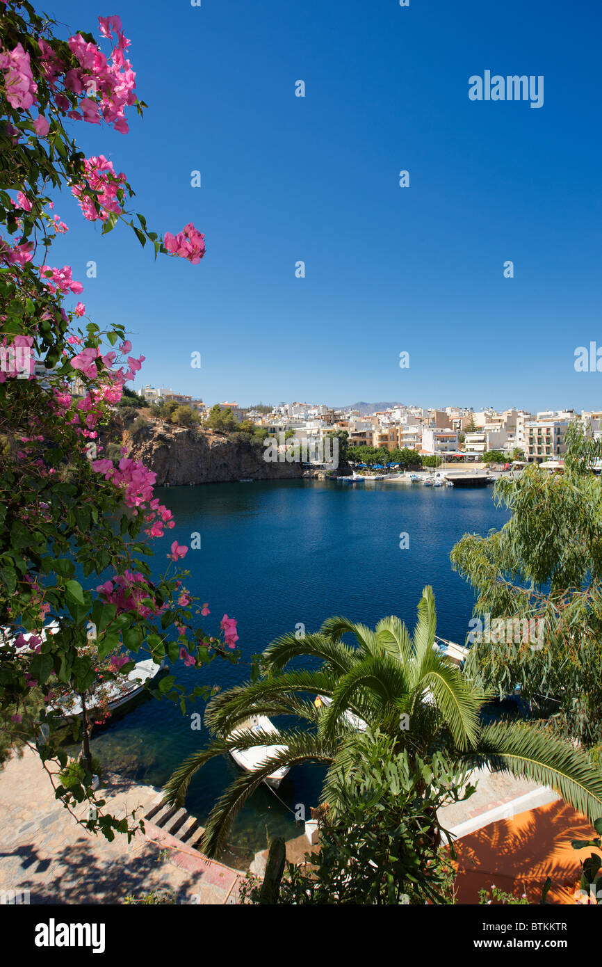 See Voulismeni in Agios Nikolaos. Kreta, Griechenland. Stockfoto