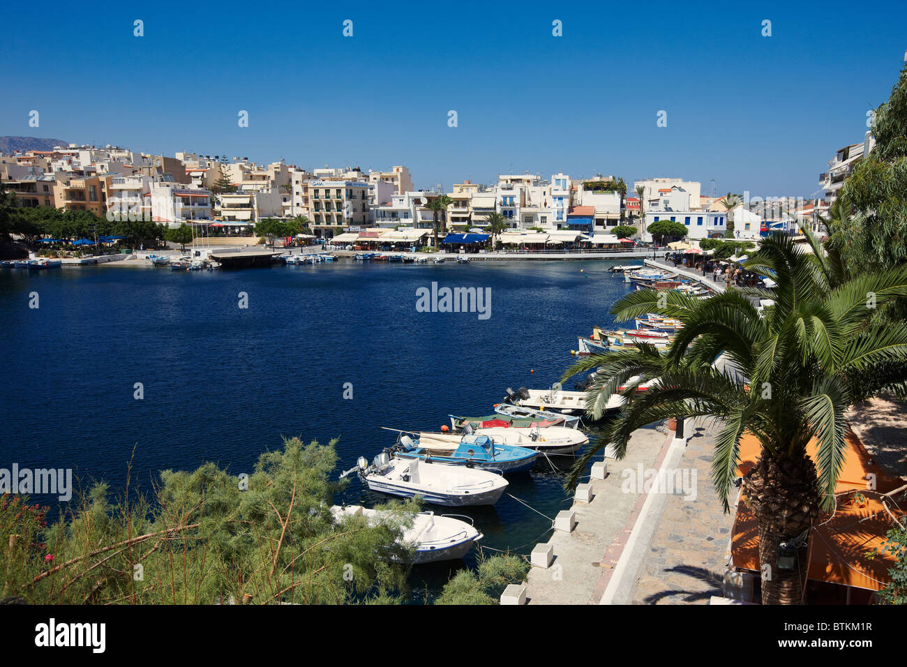 See Voulismeni in Agios Nikolaos. Kreta, Griechenland. Stockfoto