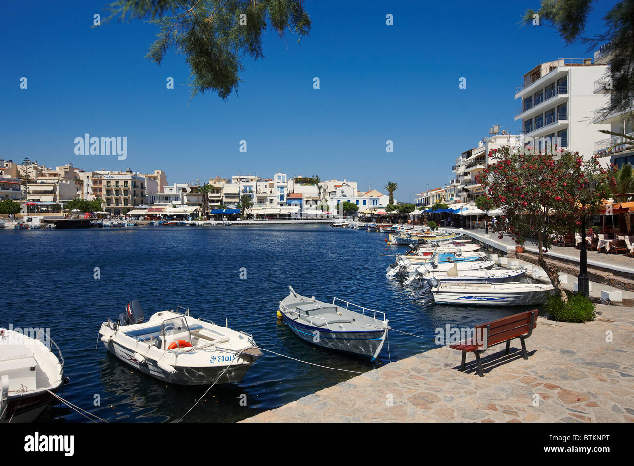 See Voulismeni in Agios Nikolaos. Kreta, Griechenland. Stockfoto