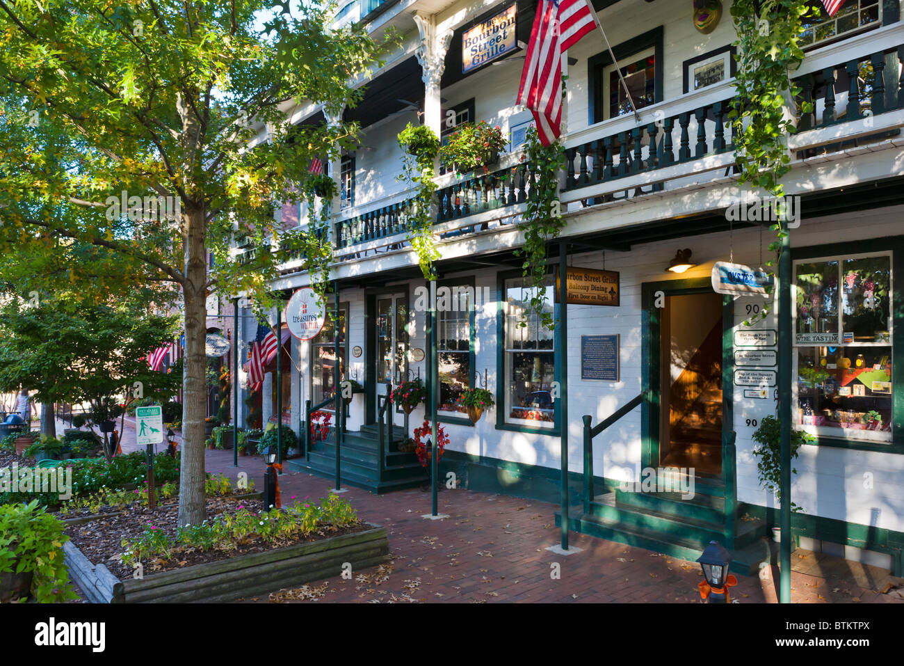 Geschäfte und Restaurants in den Hauptplatz, Dahlonega, North Georgia, USA Stockfoto