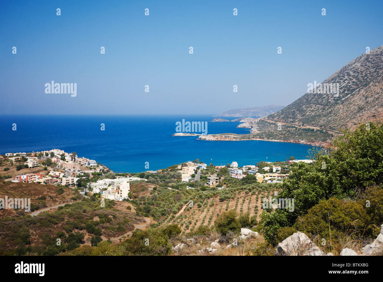 Geringe Luftaufnahme des Geropotamus. Kreta, Griechenland. Stockfoto
