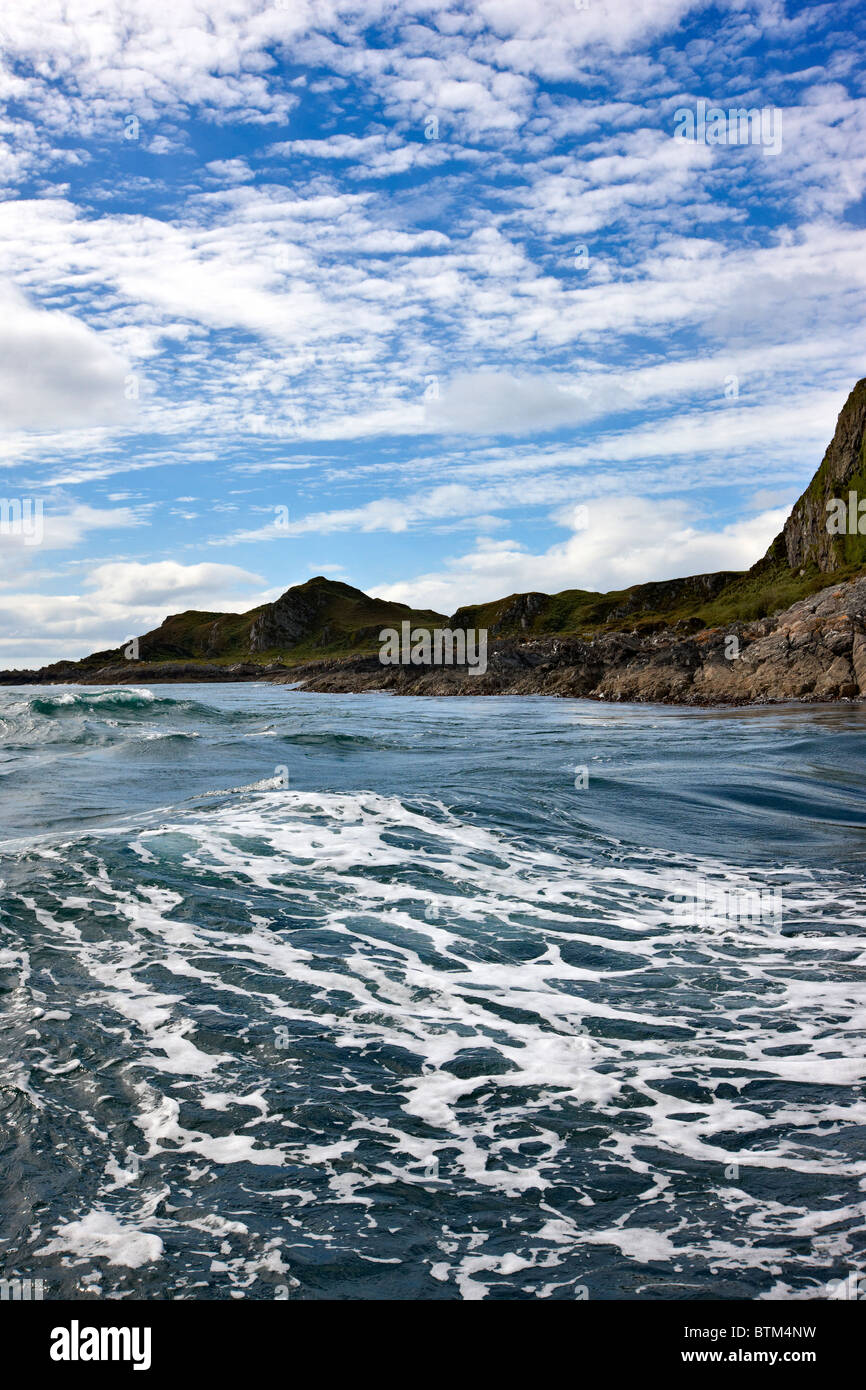 Die turbulenten Gewässern des Gebiets Corryvreckan Golf Whirlpool, Argyll, Schottland Stockfoto