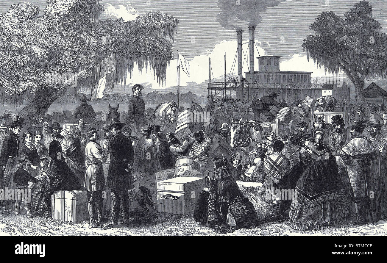 Der amerikanische Bürgerkrieg: Ankunft der Bundesrepublik Dampfer mit Flagge der Waffenstillstand am Madisonville, See Portchartrain, 11. April 1863 Stockfoto