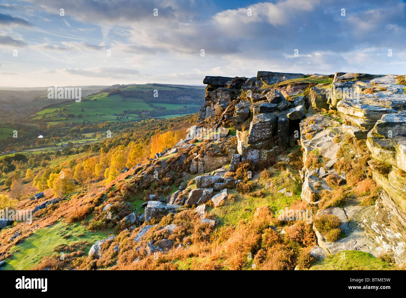 Curbar Kante, Peak District National Park, Derbyshire, England, Vereinigtes Königreich Stockfoto